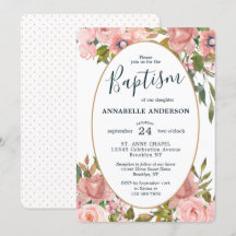 Moderne Taufe des Blumenrosa Blush Gold Garden