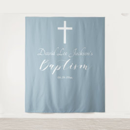 Moderne Taufe Dusty Blue Begrüßungsgrunst Wandteppich