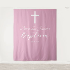 Moderne Taufe Dusty Pink Begrüßung Hintergrund Wandteppich