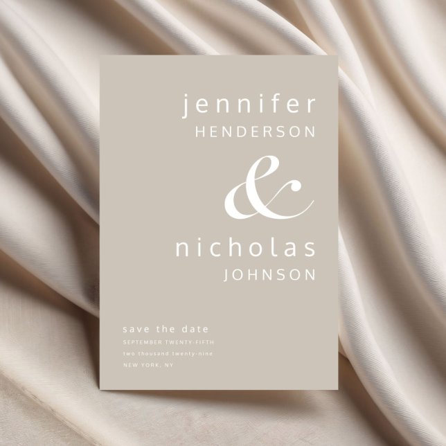 Moderne Taupe Ampersand Hochzeit Save The Date (Modern Taupe Ampersand Wedding Save The Date)