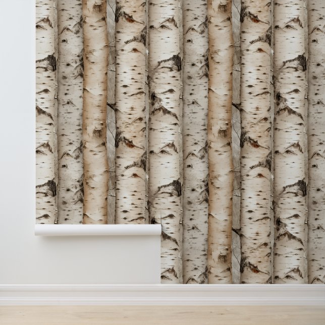 Moderne Taupe Birke Tapete (Anwendung)