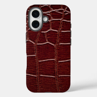 Moderne Taupe Croc Leather Textur iPhone 16 Hülle