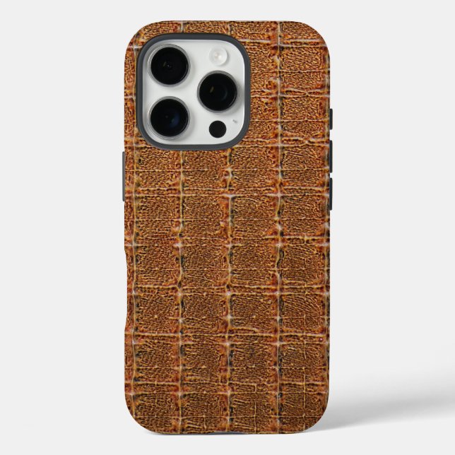 Moderne Taupe Croc Leather Textur iPhone 16 Pro Hülle (Rückseite)