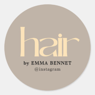 Moderne Taupe Golden Yellow Schönheitssalon Runder Aufkleber