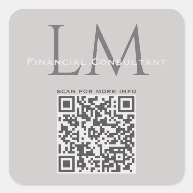 Moderne Taupe-Grau-QR-Code-Unternehmensbranding Quadratischer Aufkleber (Vorderseite)