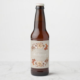 Moderne Taupe Herbstlaub glücklich Thanksgiving Bierflaschenetikett