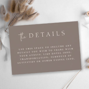 Moderne Taupe Minimalistische Monogramm Hochzeitsd Begleitkarte