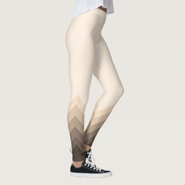Moderne Taupe Ombre Chevrons Leggings (Rechts)