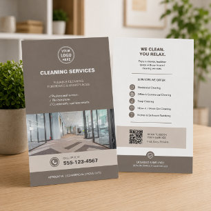 Moderne Taupe-Reinigungsdienste mit QR  Flyer