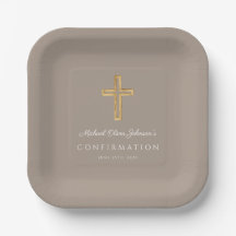 Moderne Taupe religiöses Kreuz Jungen Konfirmation