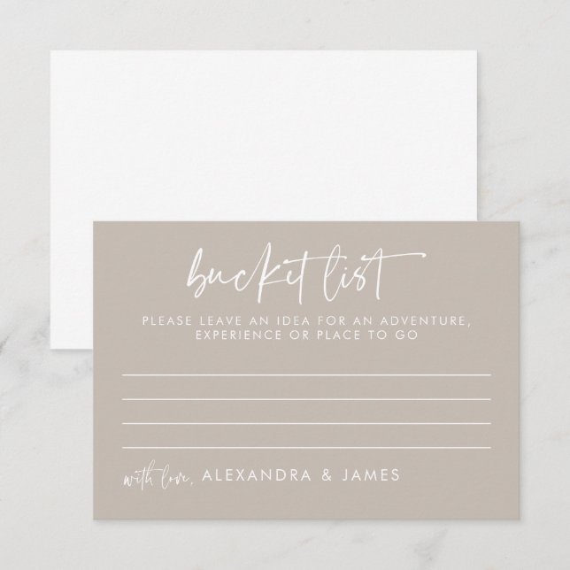 Moderne Taupe Skript-Hochzeitsliste Hinweiskarte (Vorne/Hinten)