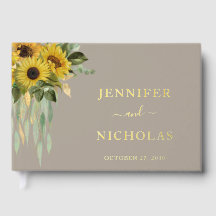 Moderne Taupe Sonnenblume Hochzeit Gold