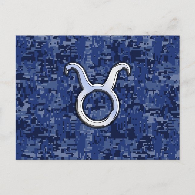 Moderne Taurus Zodiac signieren blaue blaue Camouf Postkarte (Vorderseite)