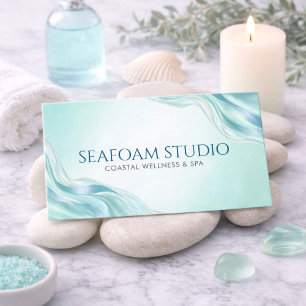 Moderne Teal-Achat-Marmor-Metallisch-Türkis-Spa Visitenkarte