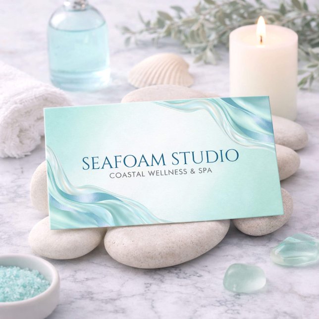 Moderne Teal-Achat-Marmor-Metallisch-Türkis-Spa Visitenkarte (Von Creator hochgeladen)