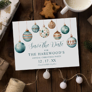 Moderne Teal-Baumschmuck-Weihnachtsfeier Terminank Ankündigungspostkarte