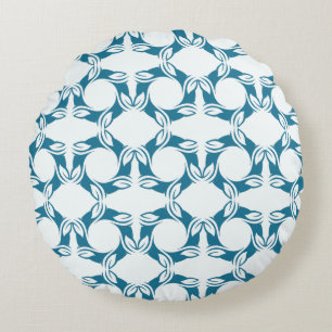 Moderne Teal-Blattmuster-Rundkissen Rundes Kissen