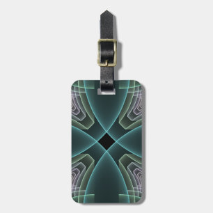 Moderne Teal-Geometrie-Fraktal-Kunstgrafik Gepäckanhänger