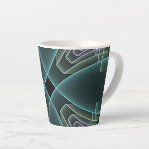 Moderne Teal-Geometrie-Fraktal-Kunstgrafik Milchtasse