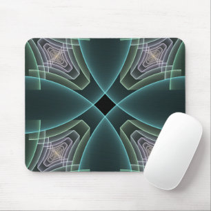 Moderne Teal-Geometrie-Fraktal-Kunstgrafik Mousepad