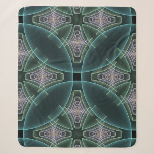 Moderne Teal-Geometrie-Fraktal-Kunstgrafik Sherpadecke