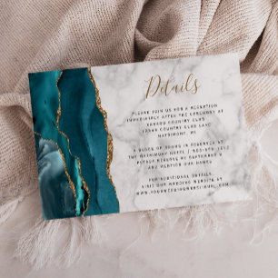 Moderne Teal Gold Achat Grau Marmor Hochzeitsdetai Begleitkarte
