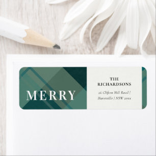 Moderne Teal Grün Blau Kariert Frohe Weihnachten