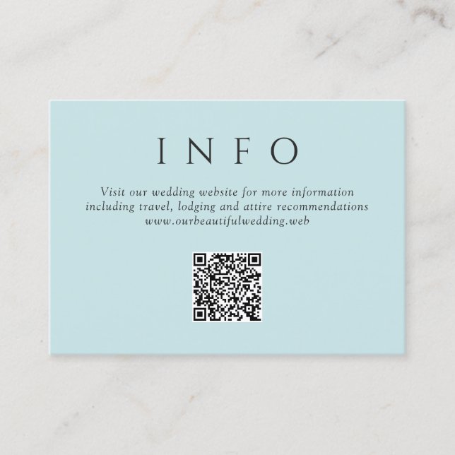 Moderne Teal-Minimalist- QR-Code-Hochzeit Begleitkarte (Vorderseite)