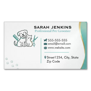 Moderne Teal-Minz-Pflege für Haustiere Custom Magnetische Visitenkarte