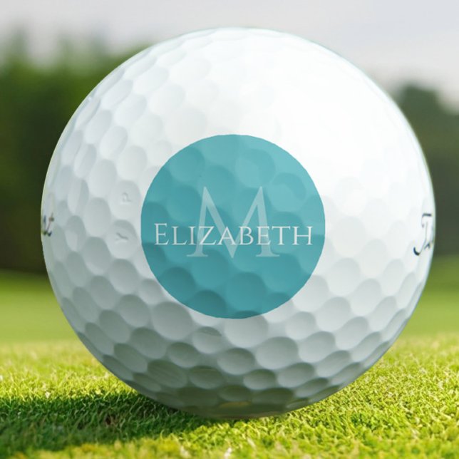 Moderne Teal-Monogramm-Personalisierung Elegant Golfball (Von Creator hochgeladen)