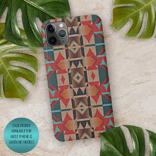Moderne Teal-Rot-Taupe-Braun-Mosaik-Kunstmuster iPhone 16 Pro Max Hülle