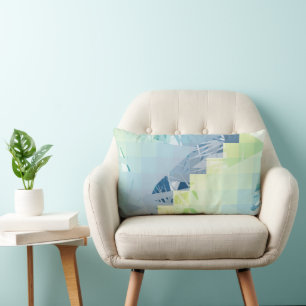 Moderne Teal- und Limettengrüne geometrische Mosai Lendenkissen