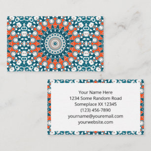 Moderne Teal- und Orange-Mandala-Muster Visitenkarte