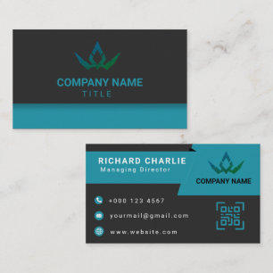 Moderne Teal- und schwarze Digital-Marketing-QR-Co Visitenkarte
