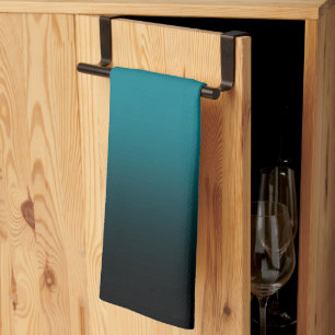 Moderne Teal- und schwarze Farbverlauf-Optik Geschirrtuch