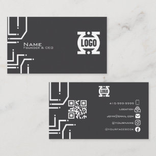 Moderne Tech-Leiterplatte QR-Code Visitenkarte