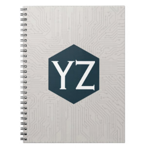 Moderne Tech-Raster Beige Notizblock