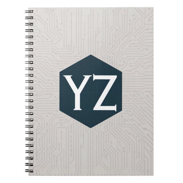 Moderne Tech-Raster Beige Notizblock (Vorderseite)
