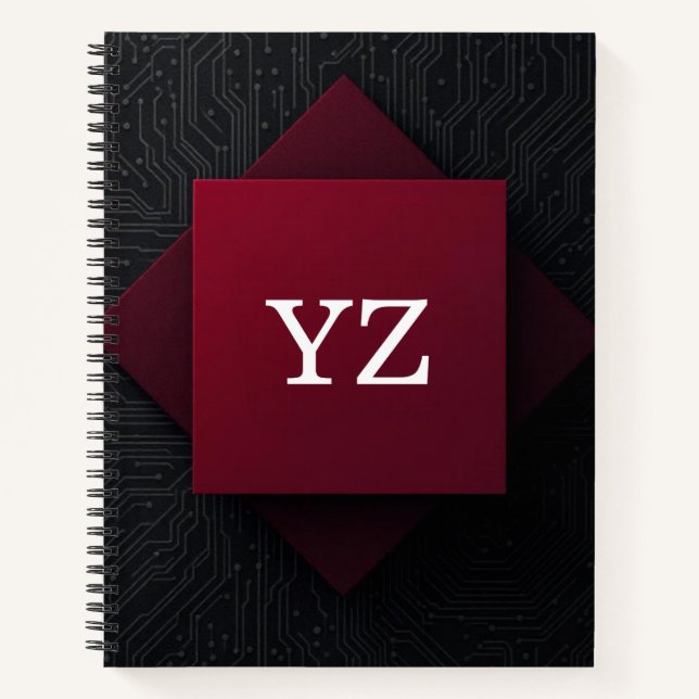Moderne Tech-Raster Notizbuch (Vorderseite)