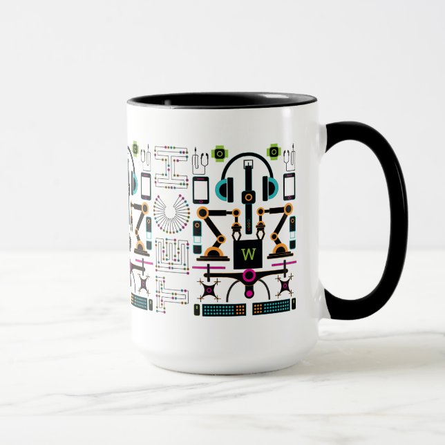 Moderne Technologieobjekte und Ausstattungsmuster Tasse (Rechts)