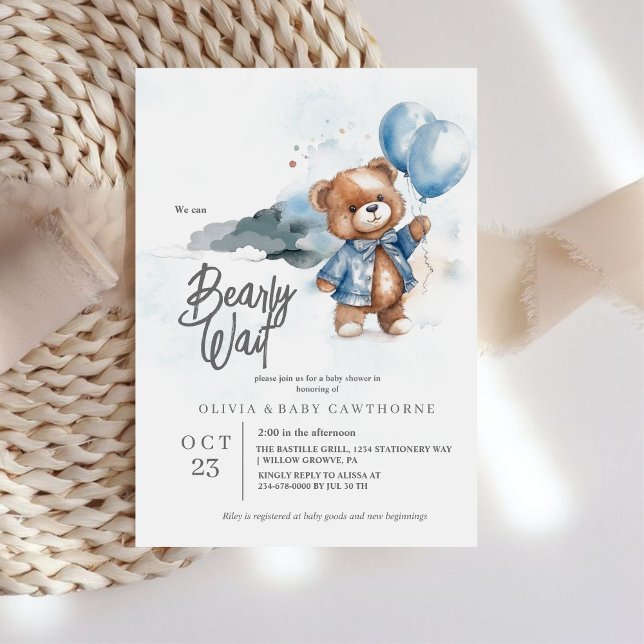Moderne Teddy Bear Baby Shower Einladung (Von Creator hochgeladen)