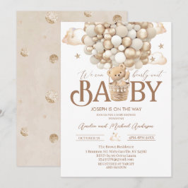 Moderne Teddybär Aquarell Babydusche Einladung