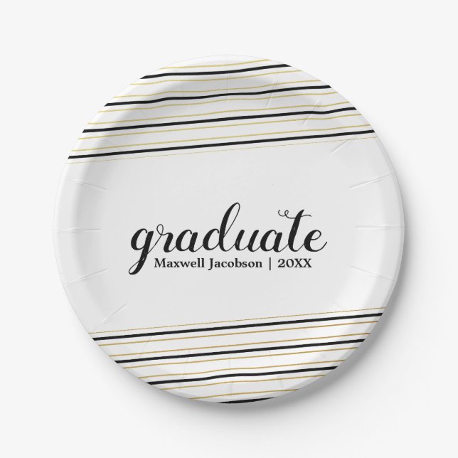Moderne Teller der Black & Gold Stripe Graduation  (Vorderseite)