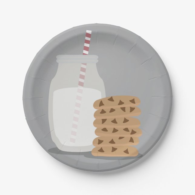 Moderne Teller für Milch und Cookies (Vorderseite)