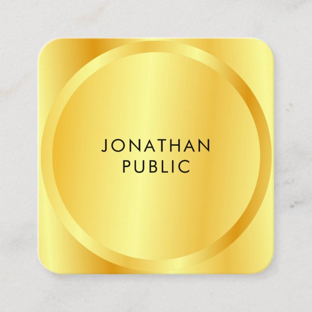 Moderne Template Custom Imitats Gold Metallic Look Quadratische Visitenkarte (Vorderseite)