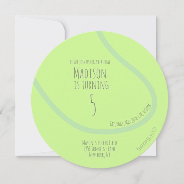Moderne Tennis-Ball-Party Einladung (Vorderseite)