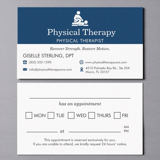 Moderne Terminvereinbarung in einer Physiotherapie Terminkarte (Von Creator hochgeladen)