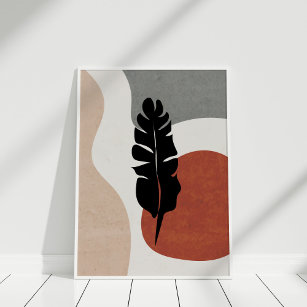 Moderne Terracotta Abstrakt Botanische Landschaft Poster