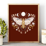 Moderne Terracotta Abstrakt Moth Illustration Poster<br><div class="desc">Modernes Terracotta Abstrakte Himmelsstatue Illustration Poster. Dieses magisch mystische abstrakte boho-Design zeichnet sich durch eine wunderschöne,  komplexe Motordatei mit Vollmond- und Halbmondphasen aus. Mit Wildblumen und blumengeschmückten Schnörkeln geschmückt. Bohemische Hexenästhetik.</div>