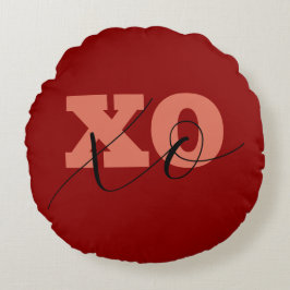 Moderne Terracotta Black XOXO Valentine Geschenket Rundes Kissen
